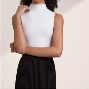 Aritzia Babaton White Mock Neck Michael Tank Top